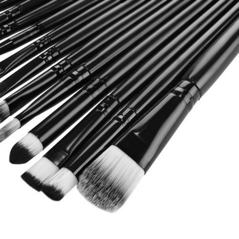 Set 20 Perii pentru Makeup, Antialergice, Lungime 15 cm, Pot fi spalate, Negru