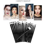 Set 20 Perii pentru Makeup, Antialergice, Lungime 15 cm, Pot fi spalate, Negru