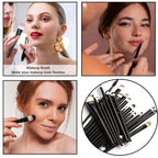 Set 20 Perii pentru Makeup, Antialergice, Lungime 15 cm, Pot fi spalate, Negru