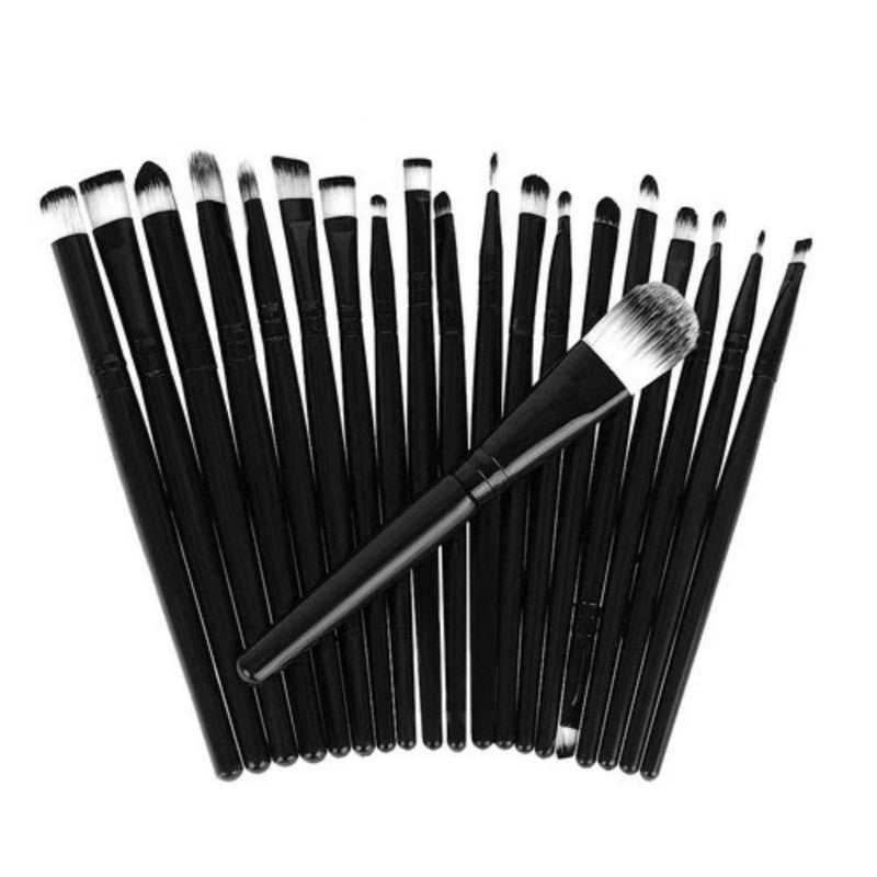 Set 20 Perii pentru Makeup, Antialergice, Lungime 15 cm, Pot fi spalate, Negru