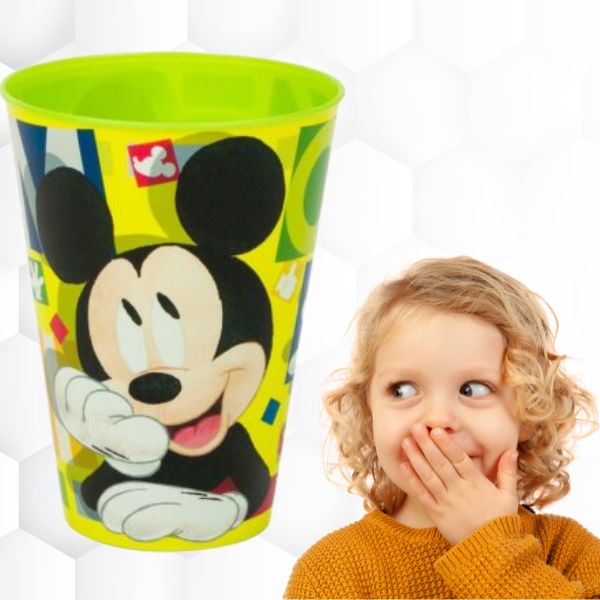 Set 3 Pahare din Plastic cu Model Mickey Mouse, fara BPA, 430 ML, Multicolor