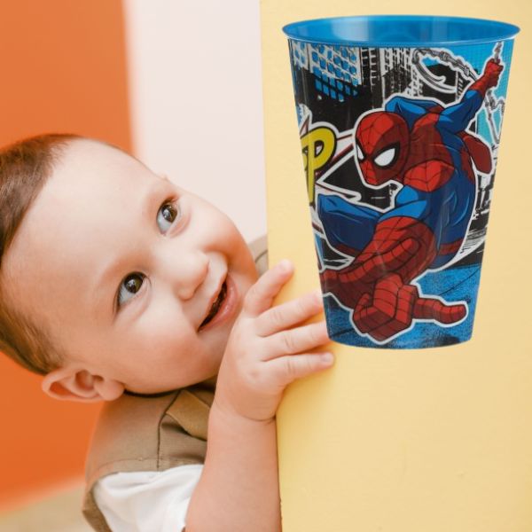 Set 3 Pahare din Plastic cu Spiderman, fara BPA, 430 ML, Multicolor