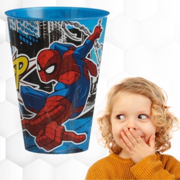 Set 3 Pahare din Plastic cu Spiderman, fara BPA, 430 ML, Multicolor