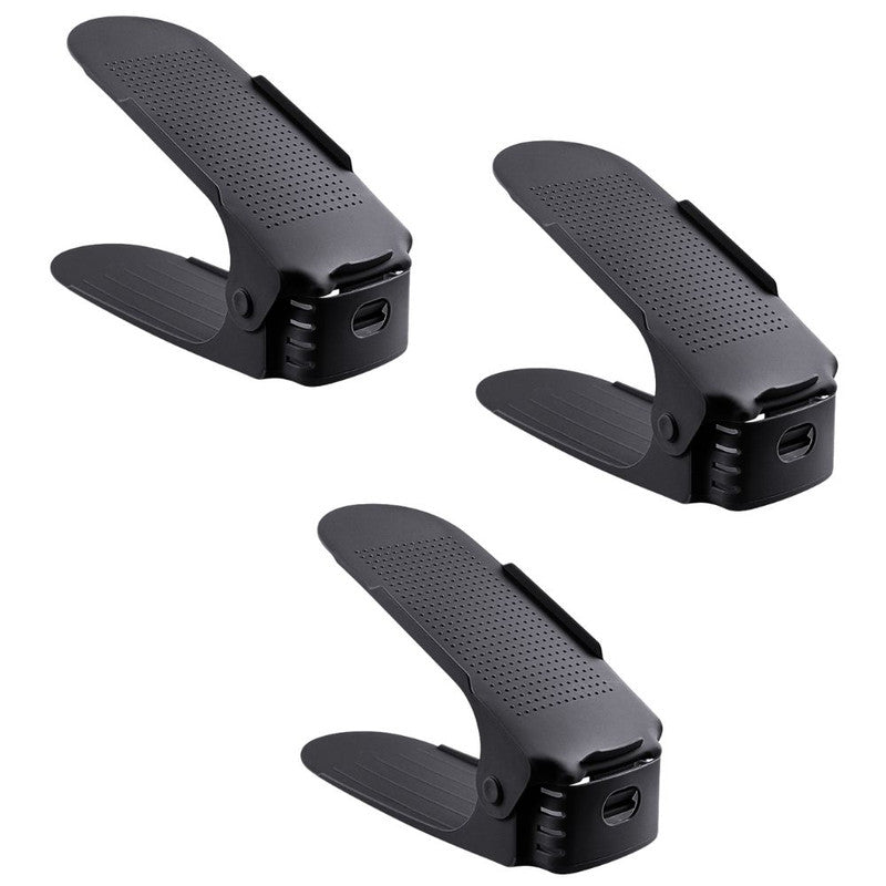 Set 3 buc, Suport antiderapant si ajustabil pentru depozitare o pereche de incaltaminte, PP, 6×25.5×11/17 cm, Negru