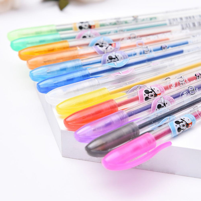 Set 36 pixuri parfumate cu gel si sclipici, Grosime scris 1 mm, Multicolor