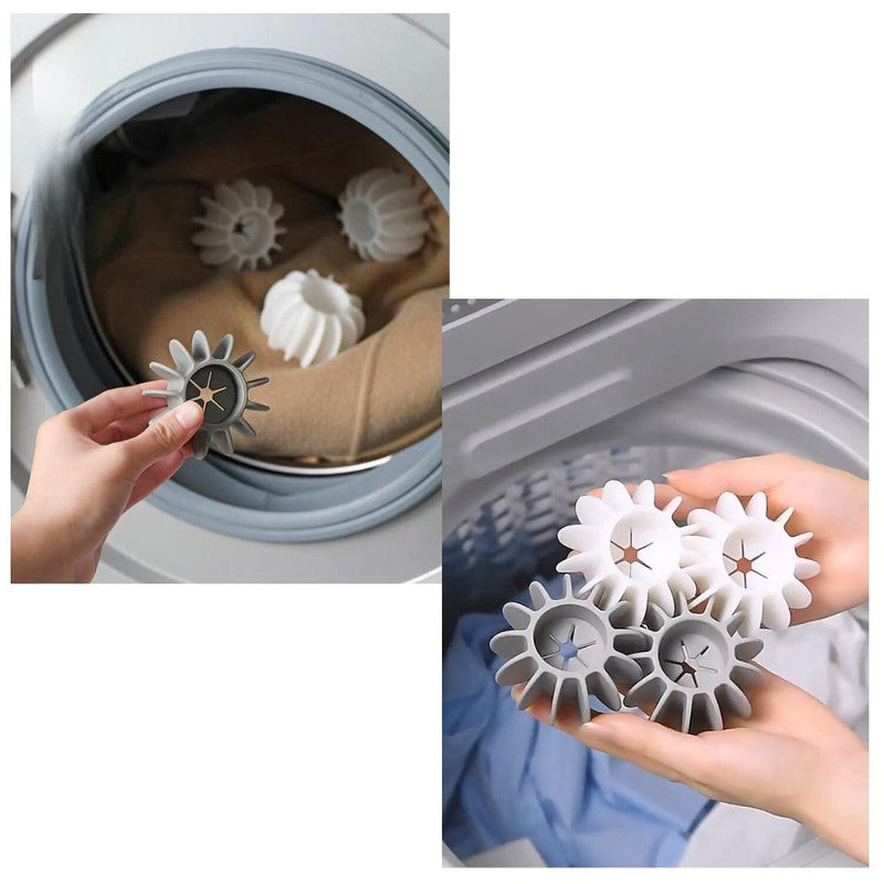 Set 4 bile reutilizabile MagicBall pentru masina de spalat, previne incurcarea si uscarea rapida a hainelor, 4.5 x 3 cm