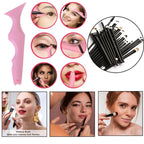Set Profesional de Machiaj cu 20 de Pensule Antialergice si Sablon Multifunctional 5-in-1 Eyeliner din Silicon in Nuanta Roz