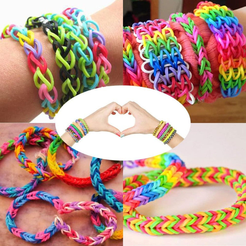 Set creativ pentru copii, 1600 piese, benzi de cauciuc, croșetate si elemente decorative pentru creare bratari si bijuterii c