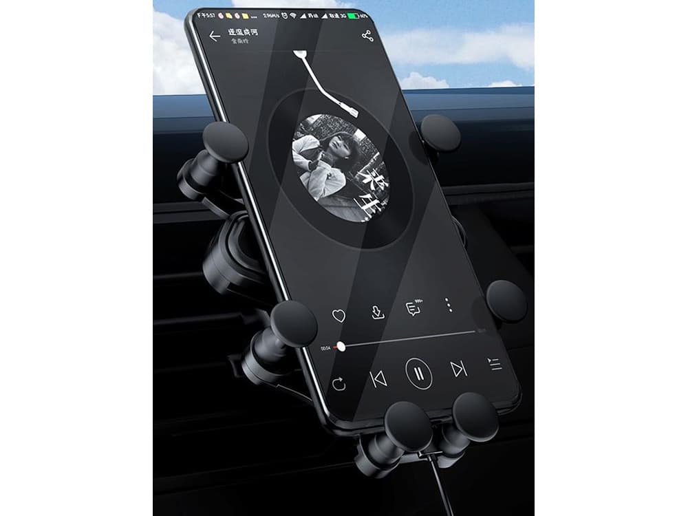 Suport Telefon Auto Gravity cu Prindere in Grila de Ventilatie, Ajustabil in Orice Directie, Universal, Rotativ 360 grade, Ne