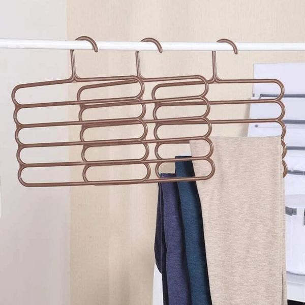 Umeras Mercaton din Plastic, Antiderapant si Multifunctional pentru Organizarea Hainelor, cu 5 Pozitii, 31×31 cm, Maro