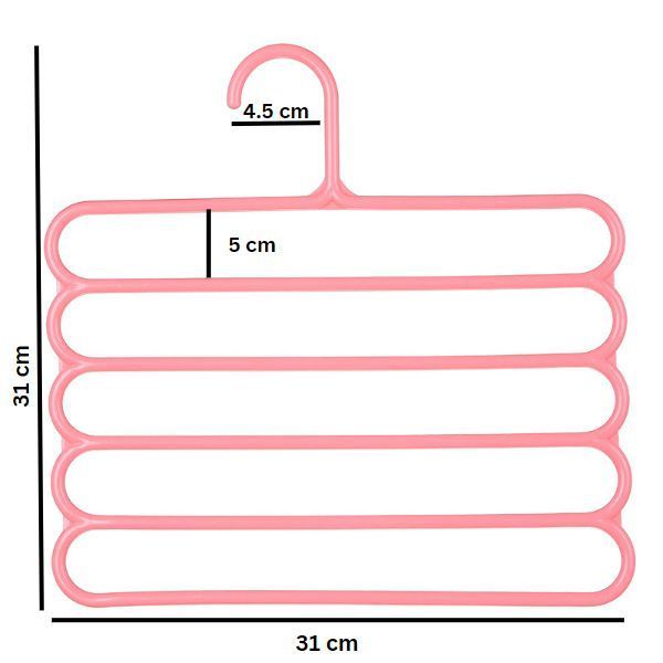 Umeras Mercaton din Plastic, Antiderapant si Multifunctional pentru Organizarea Hainelor, cu 5 Pozitii, 31×31 cm, Roz