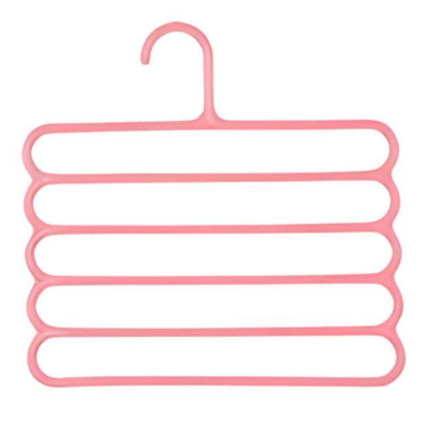 Umeras Mercaton din Plastic, Antiderapant si Multifunctional pentru Organizarea Hainelor, cu 5 Pozitii, 31×31 cm, Roz