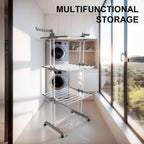 Uscator Vertical de Rufe, Mercaton, 3 Nivele, Pliabil, Roti cu Sistem Blocare, Capacitate 40 Kg, Cadru Otel, 75 x 126 cm, Alb