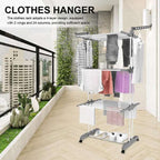 Uscator Vertical de Rufe, Mercaton, 3 Nivele, Pliabil, Roti cu Sistem Blocare, Capacitate 40 Kg, Cadru Otel, 75 x 126 cm, Alb
