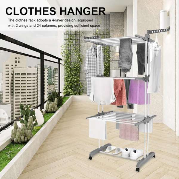 Uscator Vertical de Rufe, Mercaton, 3 Nivele, Pliabil, Roti cu Sistem Blocare, Capacitate 40 Kg, Cadru Otel, 75 x 126 cm, Alb