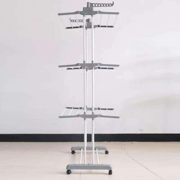 Uscator Vertical de Rufe, Mercaton, 3 Nivele, Pliabil, Roti cu Sistem Blocare, Capacitate 40 Kg, Cadru Otel, 75 x 126 cm, Alb