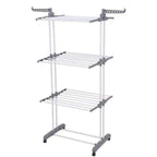 Uscator Vertical de Rufe, Mercaton, 3 Nivele, Pliabil, Roti cu Sistem Blocare, Capacitate 40 Kg, Cadru Otel, 75 x 126 cm, Alb