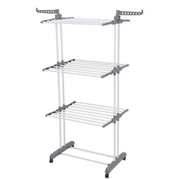 Uscator Vertical de Rufe, Mercaton, 3 Nivele, Pliabil, Roti cu Sistem Blocare, Capacitate 40 Kg, Cadru Otel, 75 x 126 cm, Alb