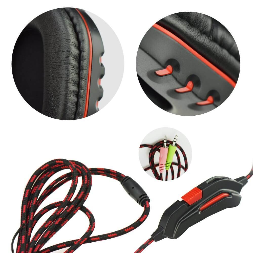 Casti Gaming Nemezis, Premium, Microfon inclus, Reglaj pe Fir, Negru/Rosu